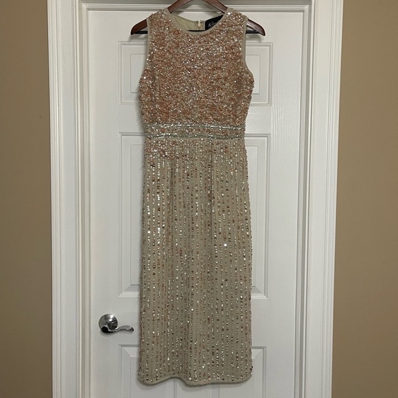 MAC DUGGAL Sequin High-Neck Column Midi Dress - Picture 4 of 7